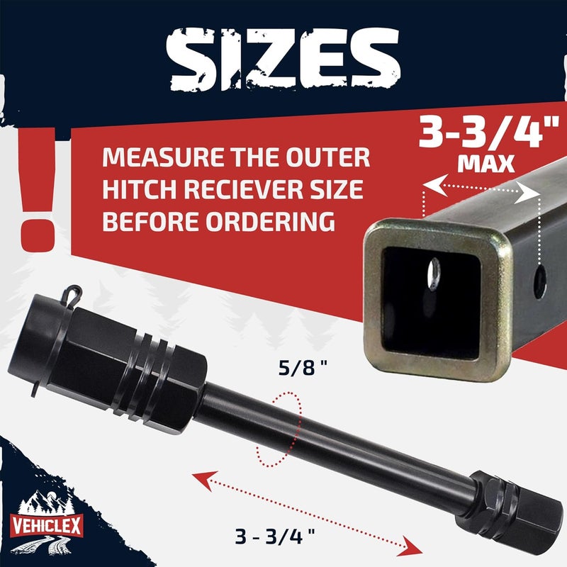 Vehiclex Hitch Pin Lock for Trailer Receivers (2.5" to 3") - 5/8" Locking Pin for Class III, IV - with Innovative Tubular Key, Resilient Against Dust, Mud, and Thieves - Image 4